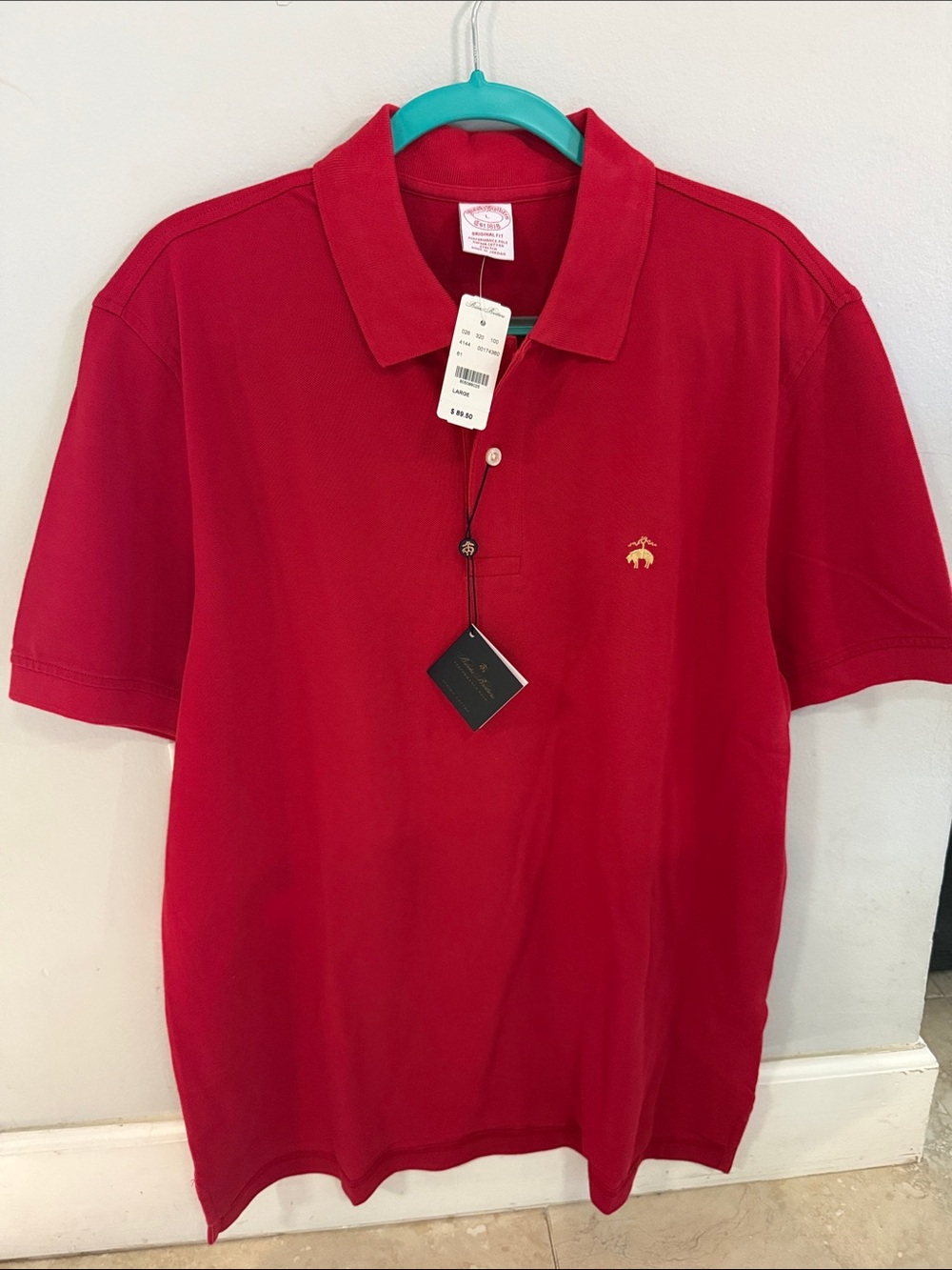 Brooks Brothers Red Polo with Gold Embroidered Logo